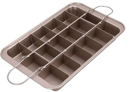 Greensen Brownie Pan, Carbon Steel Nonstick Baking Pan with Metal Divider for Brownies Cupcakes and Bread, 12 X 7.9 Inches
