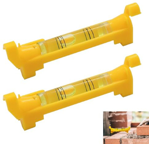 2 PCS String Line Level, Line Level Pocket Bubble for Builders, Lightweight Hanging Bubble Levels with Hook, High Precision for Engineering Surveying Metalworking Landscaping and Construction, Yellow