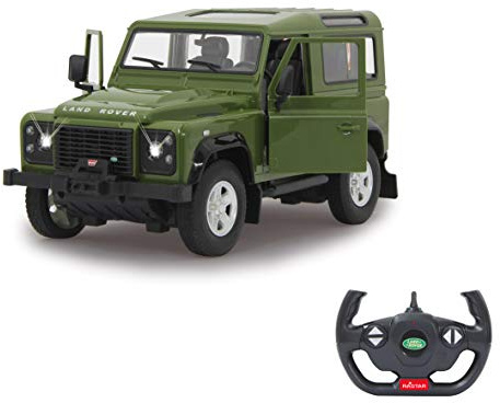 JAMARA 405155 – Land Rover Defender 1:14 dörr manuell 2,4 GHz – RC bil, officiellt licenserad, ca 1 timme, 11 kmh, detaljerad interiör, högkvalitativt utförande, LED-ljus, grön