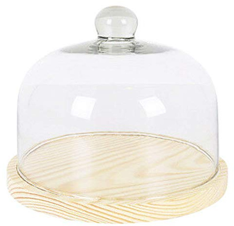 Rustik Formaggiera con Coperchio in Vetro, 24 cm, Multicolore