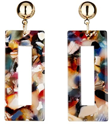 Boucles d'oreilles clips - plaque or avec acrylique multicolore - Eada M par Bello London