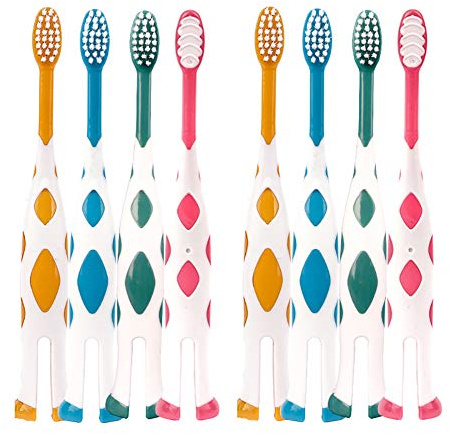 newrichbee 8 Packs Kids Toothbrush, Extra Soft Lovely Deer Toddler Toothbrush for Kids 2-8 Years (Pink&Orange&Blue&Green)