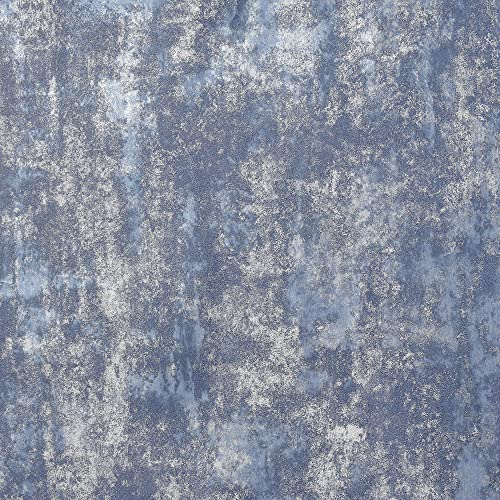 Arthouse Stone Textures Navy Blue & Silver Tones Wallpaper for Living Spaces & Feature Walls, Kitchen Bedroom Hallway Bathroom Wallpaper 10.05m x 0.53m Roll, Subtle Metallic Highlights 902108