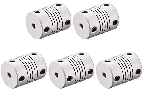 sourcing map 4mm to 6mm Aluminum Alloy Shaft Coupling Flexible Coupler Motor Connector Joint L25xD19 Silver,5pcs