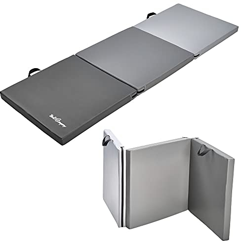 Bad Company Weichbodenmatte 3-fach faltbar I Klappbare Trainingsmatte 180 x 60 x 5 cm aus Schaumstoff mit Tragegriffen (Grau)