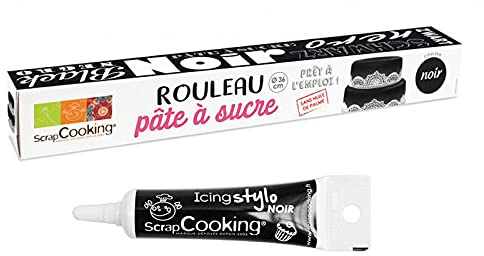 Pasta di zucchero pronta all'uso Ø 36 cm Nero + penna per glassa nera