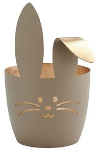 Gift Company Madras, Windlicht, M, Motiv: Hase mit Knickohr, Sandstone/Gold