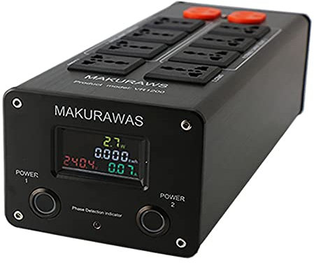 AC100-240V Audio Power Purifier Lautsprecher Power Filter Störung Resistente Steckdosen Rauschunterdrückung Power Boards 15A 3000W (Anzeige von Spannung/Strom/Leistung/Stromverbrauch, Schwarz)