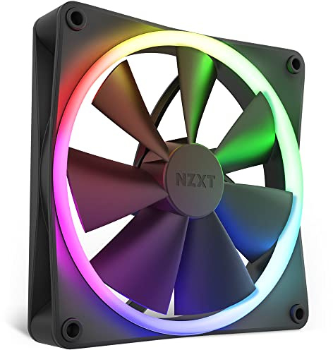 NZXT F140 RGB Fan - RF-R14SF-B1 - Advanced RGB Lighting - Whisper Quiet Cooling - Single (Controller Required & NOT Included) - 140mm - Black | 140mm PWM RGB fan with advanced lighting customization and whisper-quiet cooling. CAM-compatible lighting.