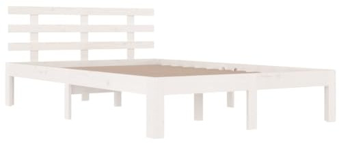 vidaXL Massivholzbett Kopfteil Doppelbett Bettgestell Lattenrost Bett Holzbett Bettrahmen Schlafzimmerbett Schlafzimmermöbel Weiß 200x200cm