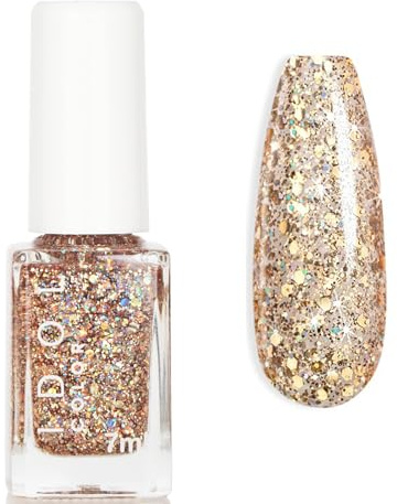 Glitter Nail Varnish - Flash Shinny Gold Nail Polish - Quick Drying & Long Lasting, Easy to Apply
