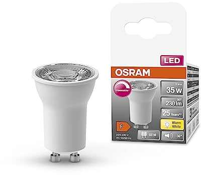 OSRAM LED SPOT PAR11 35 LED-Reflektorlampe, Sockel GU10, 3W, 230lm, 2700K, warmweißes Licht, sehr geringer Energieverbrauch, lange Lebensdauer, sofort 100% Licht, keine Aufwärmzeit,6-Pack