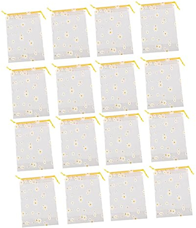 Lot de 25 Pochettes de Rangement en Plastique PE Transparent à Motif Marguerite, Léger et Facile à Transporter, pour Petits Objets et Pains