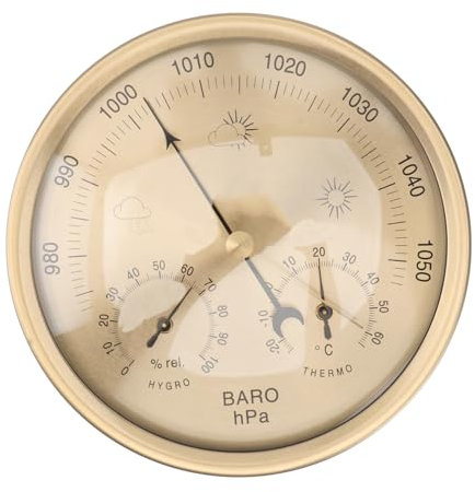 FONDOTIN Stazione Meteorologica Analogica 3 in 1 Barometro, Termometro e Igrometro, Quadrante Facile Da Leggere, Compatibile Per Interni Ed Esterni, Materiale Resistente e Design Semplice Ed Elegante