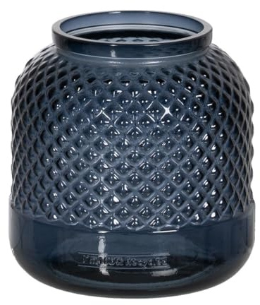 BigBuy Home Jarrón Azul Vidrio Reciclado 19 x 19 x 19 cm