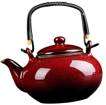 Colcolo Tetera de cerámica, Tetera de cerámica de Horno Duradero, teteras de para Hotel, Camping, pícnic al Aire Libre, casa de té, Rojo