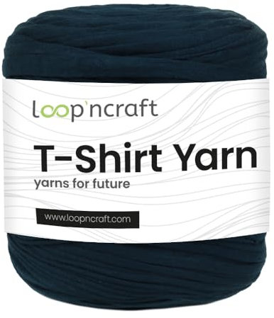Loopncraft Textilgarn, Dunkel Marineblau, 750g, T-Shirt Yarn, Recyling Garn