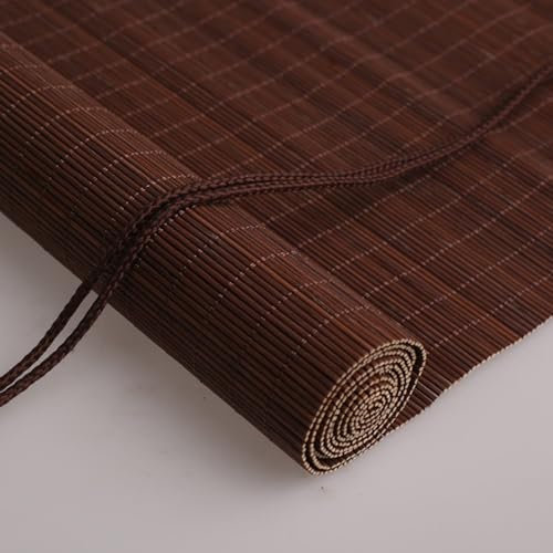 Bambusrollos, Bambusrollo, Sonnenschutz, Verdunkelungsrollos, Sichtschutzvorhänge aus Bambus für drinnen und draußen, natürliche Trennwand-Dekorvorhänge, Dunkelbraun (60×150cm/24×59in)