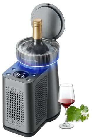 Guriayus Enfriador de Vino Eléctrico, 34°F-68°F Control de Temperatura Enfriador Portátil de una Sola Botella para Vino Tinto/, Champán Enchufe de la UE