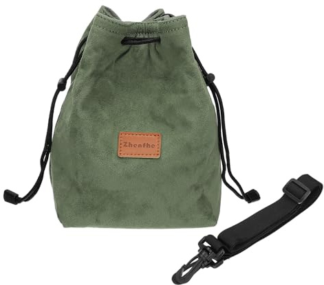 PATIKIL Camera Bag, Drawstring Pouch with Adjustable Shoulder Strap Portable Handbag for DSLR Camera, Green，Size M