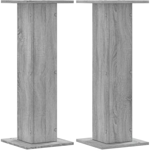 vidaXL Pflanzenständer 2 STK., Blumenständer Hohle Konstruktion, Dekosäule Podest für Pflanzen Dekoartikel, Blumenhocker Blumensäule, Grau Sonoma Holzwerkstoff