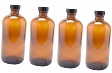 FUNOMOCYA Brown Glass Sealing Bottle 500ml with Bakelite Lid, Multifunctional Honey Glass Jar and Kitchen Storage Bottle Set of 4 for Home Use