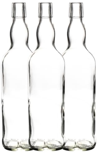 Jars and Bottles 700ml Empty Glass Whiskey Bottle with Cork Stopper – Clear Spirit Bottle for Whiskey, Gin, Vodka, Rum, Liqueurs & Home Brewing J&b (6)