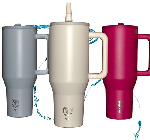 TempGuard 40oz Insulated Stainless Steel Tumbler with Handle – Double Wall Vacuum Insulated Mug for Hot & Cold Beverages – Durable, Spill-Resistant Lid, Perfect for Travel & Outdoor (Cream White)