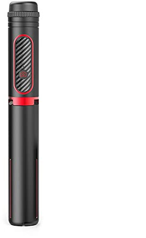 SCRUBY Palo selfie inalámbrico Bluetooth 3 en 1, antivibración, estabilizador de cardán de mano con control remoto para Android IOS (negro rojo)