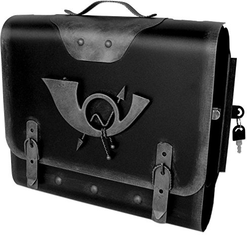 Stelling® Briefkasten POSTHORN 3 Antik-Vintage-Look, Schultasche, Ranzen, Wandbriefkasten, Zeitungsfach, Handarbeit, Retro, Kupfer, Messing, Bronze, Metall (Silber, Entnahme Rechts)
