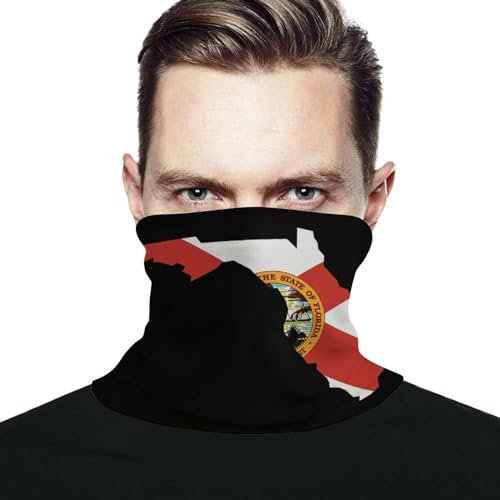 Halswärmer Karte Mit Der Flagge des Staates Florida Sturmhaube Unisex Röhrenschal Atmungsaktiv Gesichtsschutz, Für Outdoor, Motorrad, Yoga, 26x30cm