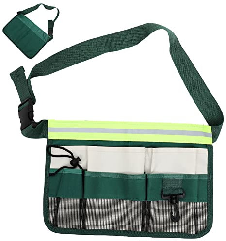 Hemobllo Gardening Tool Belt Pouch Adjustable Waist Bag Reflective Strips for Gardeners Carpenters and Builders Seven Pocket Design for Efficient Tool Storage