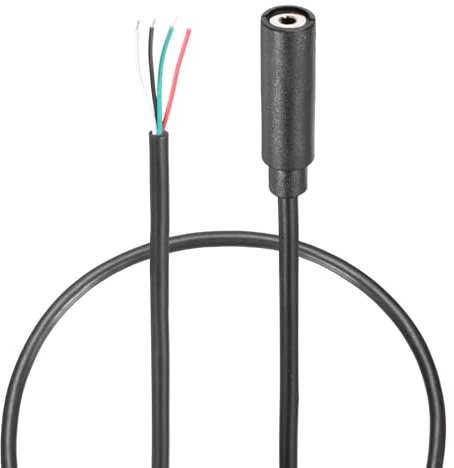 sourcing map 2.5mm Aux Cable Replacement Audio Cable Cord, 0.8ft 4 Pole Female to Bare Wire Audio Cable, Stereo Sound Audio Cable Cord for Earphones, Smart Phones, Speakers,Black 2 Pcs