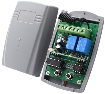 Receptor de puerta de garaje Tuya, 2 canales, 433mhz, 433,92 mhz, interruptor controlador multimarca de código rodante fijo Universal(DC 12V-24VX1)