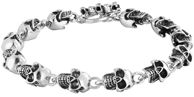 JJDreams Armband Herren Edelstahl Adjustable Totenkopfarmband Titanium Steel Armkette Geschenke für Vater Freund Ehemann