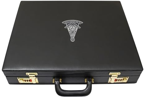 Premium Masonic Apron Provincial Briefcase Past Master Silver Emblem – Freemason Regalia Hard Case & Leather Bags, Faux Leather, Provincial