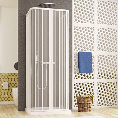Yellowshop - Box Doccia 3 Lati Terry in PVC Bianco – Apertura Centrale a Soffietto, Reversibile – Cabina Doccia Pieghevole Salvaspazio, Facile da Montare – Made in Italy (Bianco, 70x120x70)