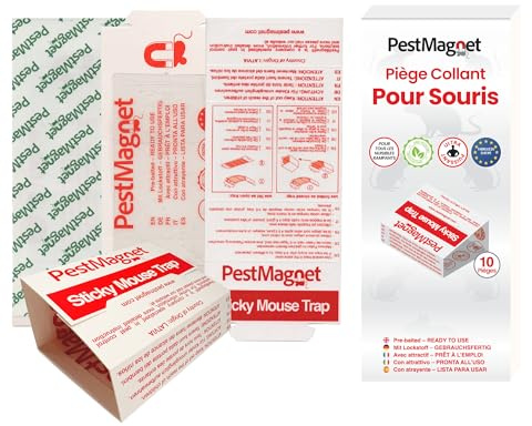PestMagnet - trappola per topi adesiva - con Colla Extra Forte - 10 pezzi - Senza biocidi, discreta e inodore, senza prodotti chimici velenosi.