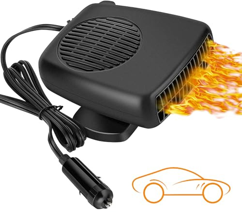 Showvigor Calefactor Coche, Calefactor Coche Mechero Portátil 150w 12v Calentador de Ventilador Dos en Uno Función de Calentamiento y Enfriamiento Descongelador de Parabrisas