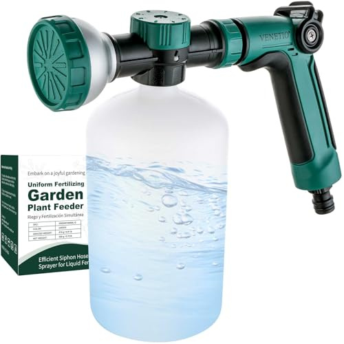 VENETIO Pistola a spruzzo per fertilizzanti liquidi/prodotti chimici | Mangiatoia di precisione per prato e giardino per fertilizzazione uniforme e irrigazione delle piante | Spruzzatore con ugello