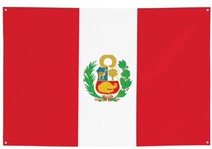 FDGBNM Bandera de Perú vibrante pancarta de fiesta de 47 x 17 pulgadas, resistente a los rayos UV, a prueba de decoloración, 4 ojales, para uso en interiores y exteriores.