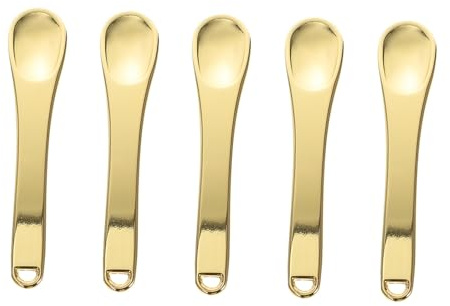 FIXOSHEE 5 piezas Cucharas Pequeñas para Cosméticos de Aleación de Zinc Palas Compactas para Crema de Ojos Reutilizables Duraderas y Portátiles Color Dorado