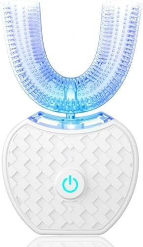 Sonic Brush V5 Toothbrush, Spazzolino Elettrico a 360° Con Pulizia Automatica, Spazzolino Elettrico Wireless a Ultrasuoni for Bambini E Adulti, Testina in Silicone Alimentare(White)