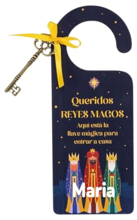 Xusilimo Colgador de Puerta Reyes Magos Personalizado con Nombre – Decoración Navidad en Madera – Ideal para Niños, Habitaciones Infantiles y Regalos Navideños Originales
