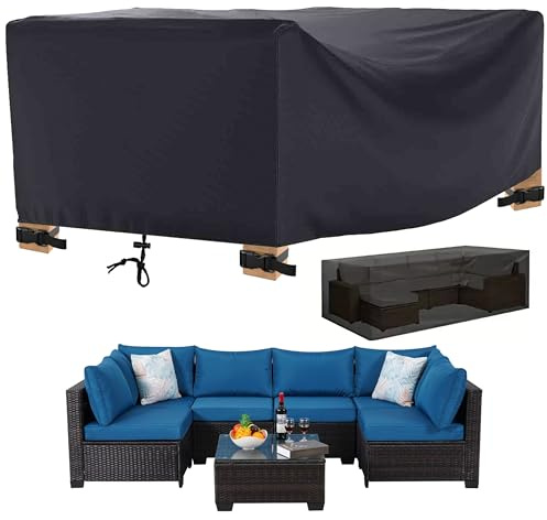 Gartenmöbel Abdeckung Wetterfest, 220x100x75cm/Länge x Breite x Höhe Anti-UV 420D Oxford Gewebe Abdeckplane Abdeckhaube Gartentisch Rechteckig Winddicht Winterfest Reißfest Schutzhülle Gartenmöbel