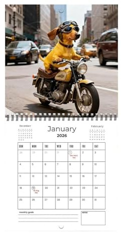 Calendrier mural teckel 2026 – Planificateur de 12 mois | Calendrier à suspendre sur le thème des chiens – Organisateur de dates mensuelles pour étudiants, enseignants, consultants | Idéal pour le sal