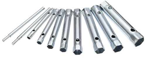 Veehaolu Box Spanner Set - Tubular Spanners 6 x 7-20 x 22mm with 2 Tom-My Bars, 10 Piece Set