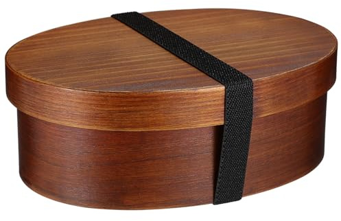 CONGARTENO Boîte à Bento en Bois Style Japonerie 501-800 Ml Boîte à Sushi Compartimentée Écologique et Portable pour Pique-niques École et Bureau