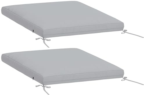 Outsunny Lot de 2 Coussins de Chaise de Jardin Galettes 50 x 50 cm Gris