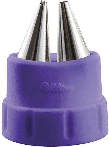 Wilton Tip Duo Coupler Adapter für Spritztüllen, Set/2 | Spritztüllen Adapter, Tüllenkupplung für 2 Spritztüllen, Mit Spritztüllen #007, #016, #046, #102 und 4 Einweg-Spritzbeuteln
